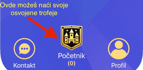 Ikona na koju klikneš na glavnom ekranu da vidiš svoje trofeje.