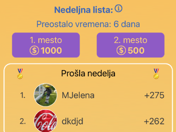 Prikaz sekcije takmiÄenja u Mau King aplikaciji, gde vidiÅ” rang liste i nagrade.