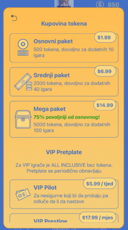 Novi ekran za kupovinu tokena Novi ekran za kupovinu tokena